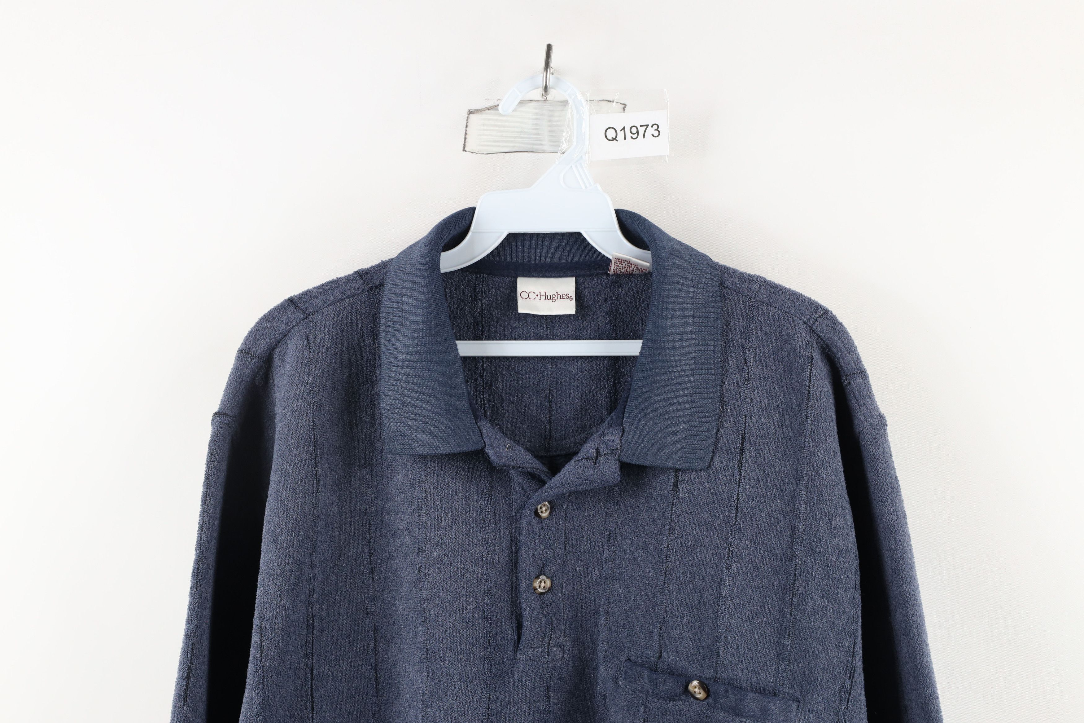Vintage Vintage 90s Streetwear Collared Fleece Sweatshirt Blue Size US L / EU 52-54 / 3 - 2 Thumbnail