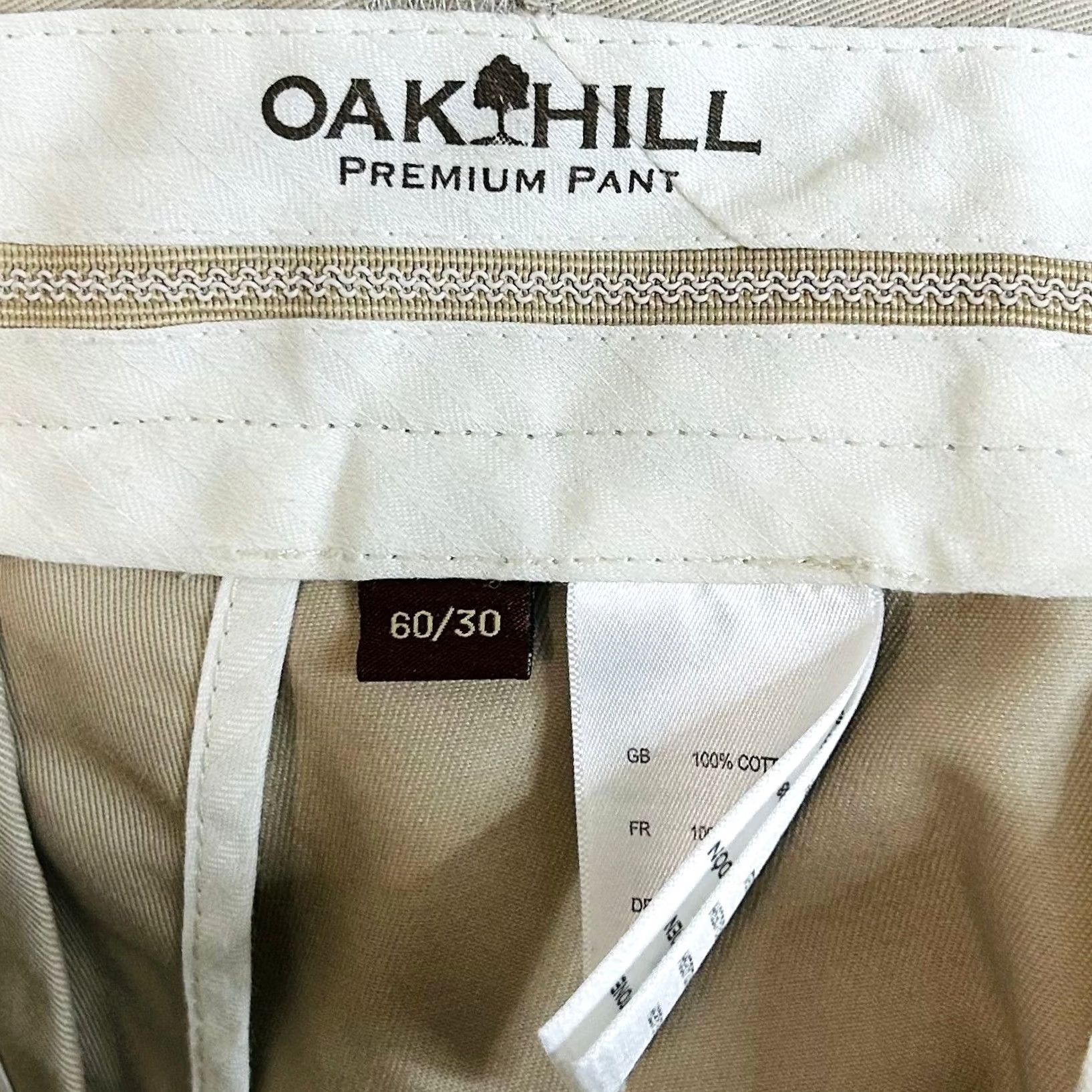 Vintage Oak Hill Mens Chino Pants Khaki Ivory Pleated 60x30 Classic Fit 100% Cotton Size US 44 / EU 60 - 2 Thumbnail