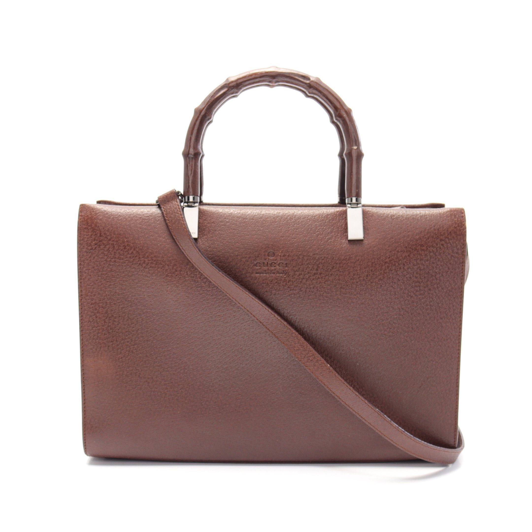 Gucci Gucci Bamboo Handbag Leather Brown Size ONE SIZE - 1 Thumbnail