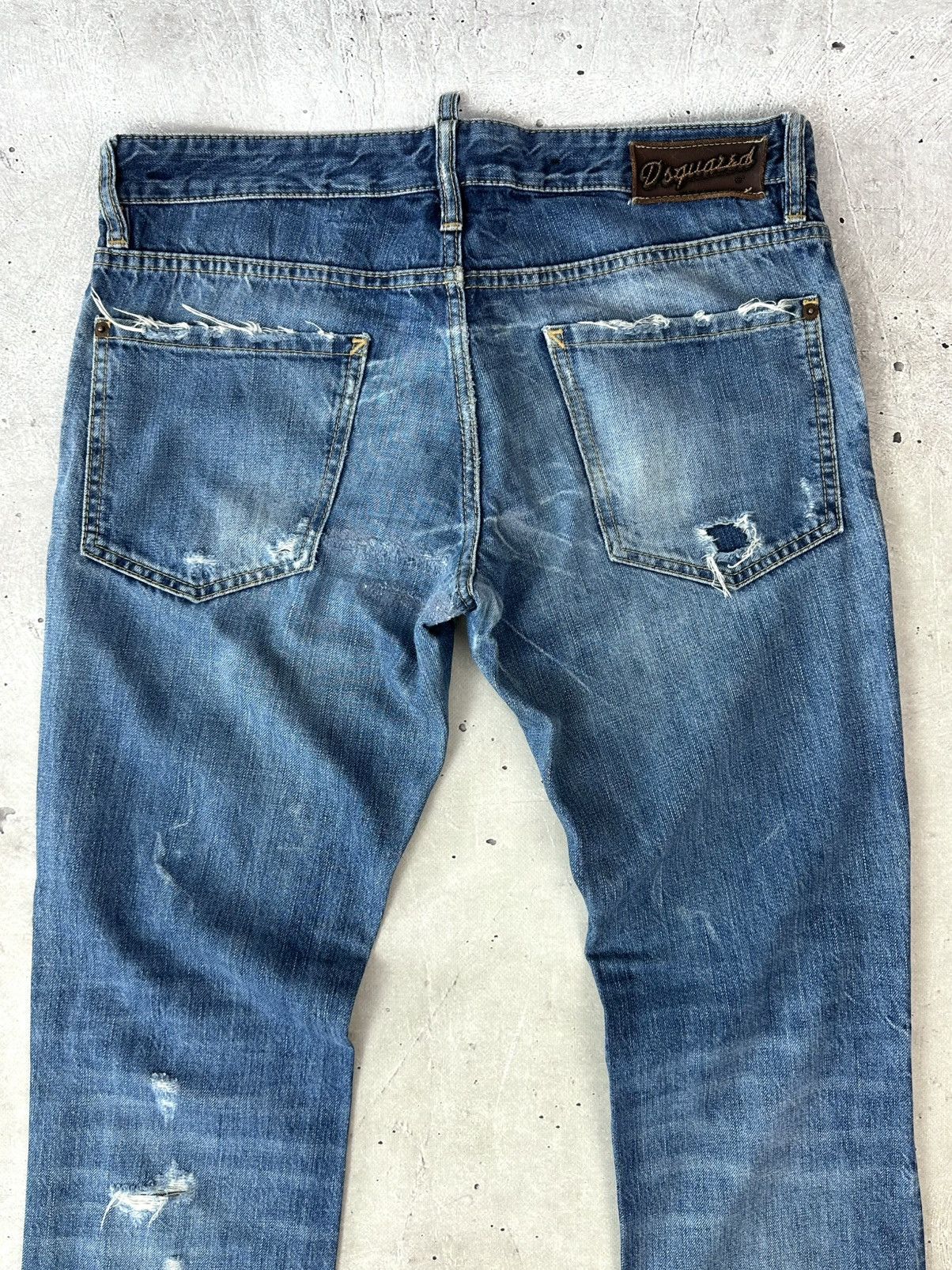 Dsquared2 Vintage Navy Blue Made In Italy Distressed Pants