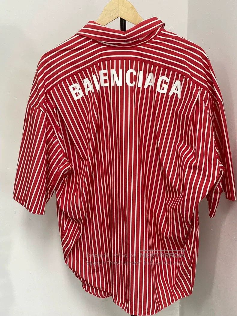 Balenciaga Balenciaga Red and White Striped Cotton Shirt Size XXS / US 00 / IT 34 - 2 Thumbnail