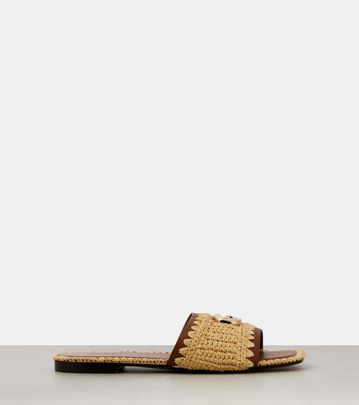 Gucci o1B3y1r0526 Double G Leather Slides Slippers in Beige Size US 9 / IT 39 - 1 Thumbnail