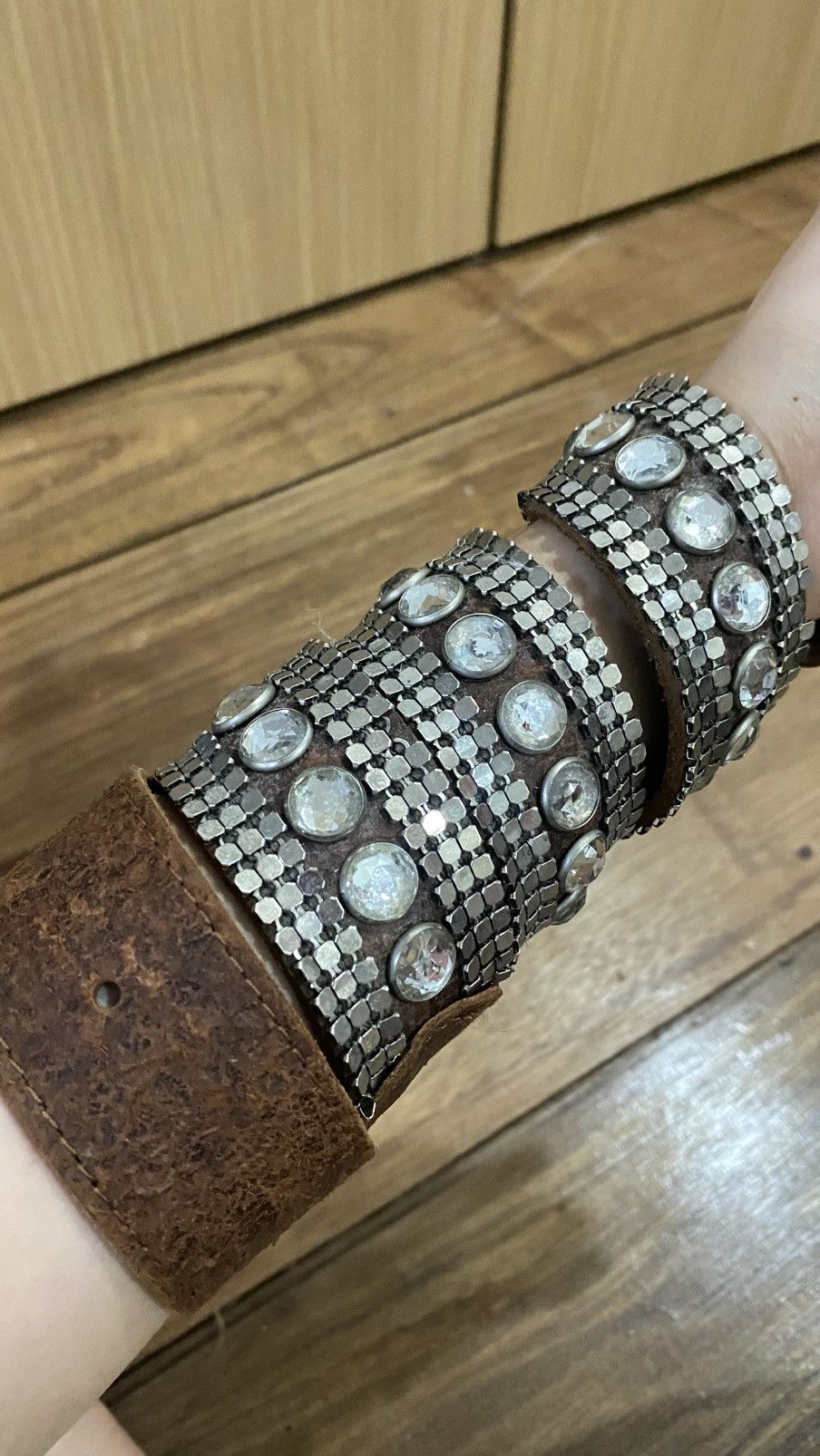 Vintage Y2K belt vintage leather rhinestone Size ONE SIZE - 2 Thumbnail