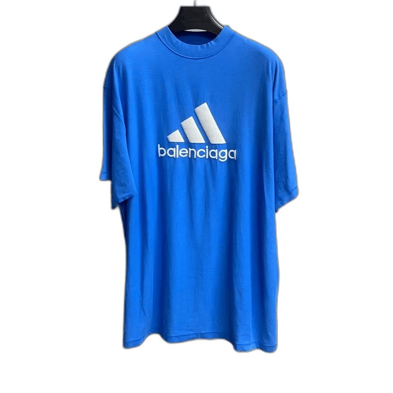 Balenciaga Balenciaga Adidas Blue Embroidered Logo T-Shirt Size US S / EU 44-46 / 1 - 1 Thumbnail