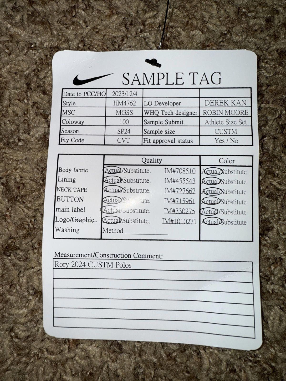 Nike Nike Men’s Golf Jacquard Dri-Fit Polo Shirt Sample Rory McIlroy Custom Athlete Size US M / EU 48-50 / 2 - 7 Thumbnail