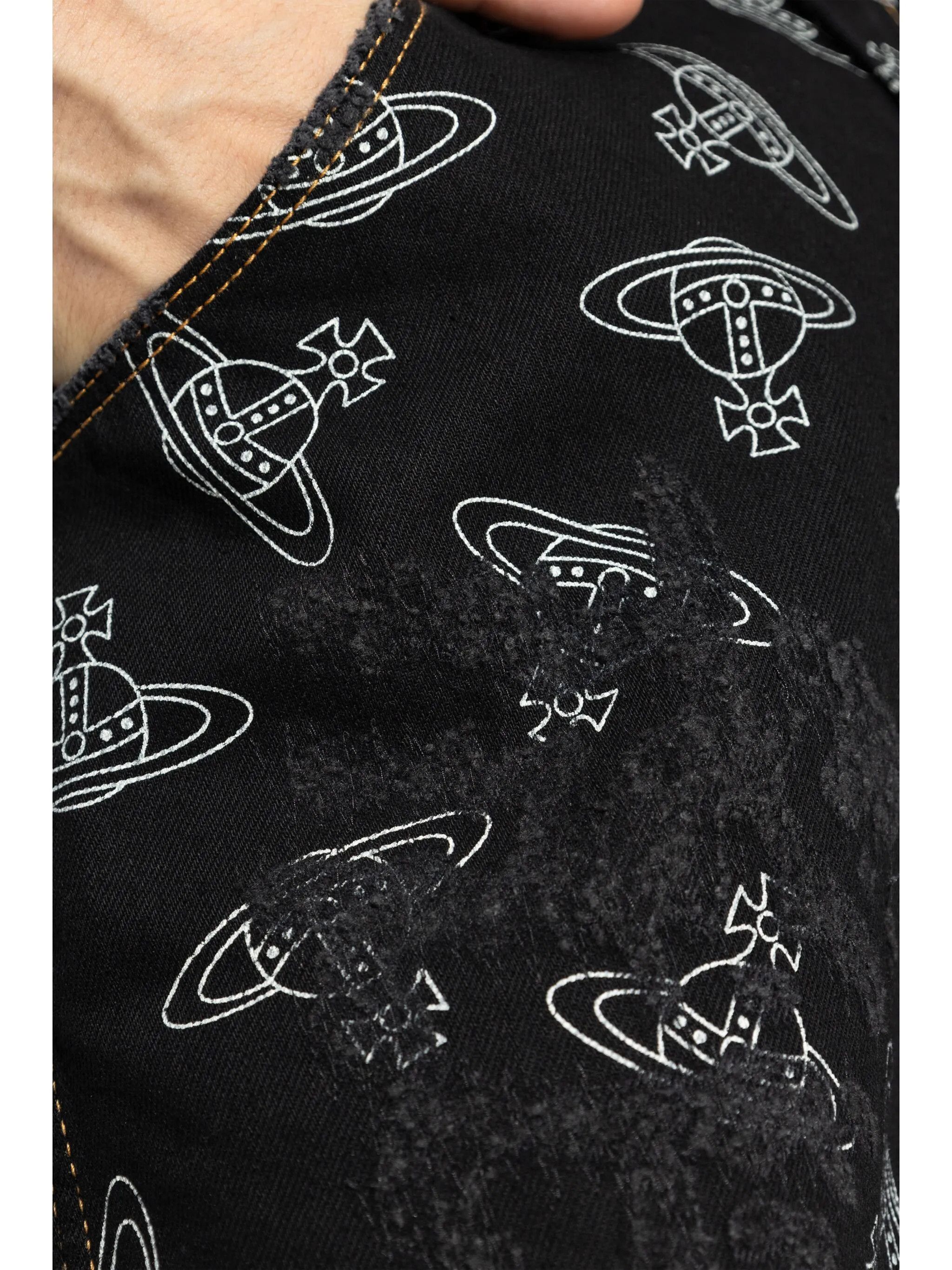 Vivienne Westwood o1srvl11e0326 Orb-Print Regular-Fit Jeans in Black Size US 34 / EU 50 - 5 Thumbnail