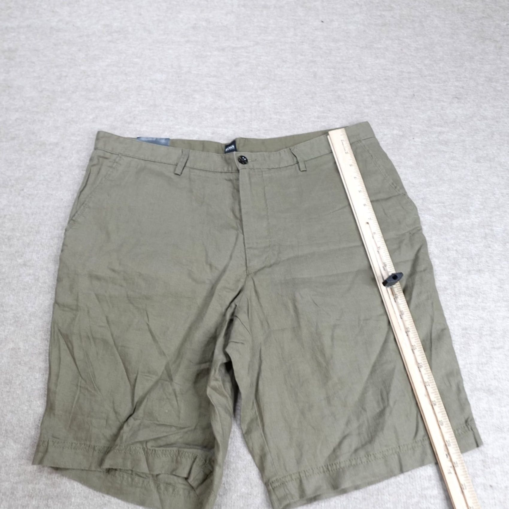 Hugo Boss Hugo Boss Mens Shorts Green Olive Solid Chino 100% Linen Clyde 38 NEW Size US 38 / EU 54 - 6 Thumbnail