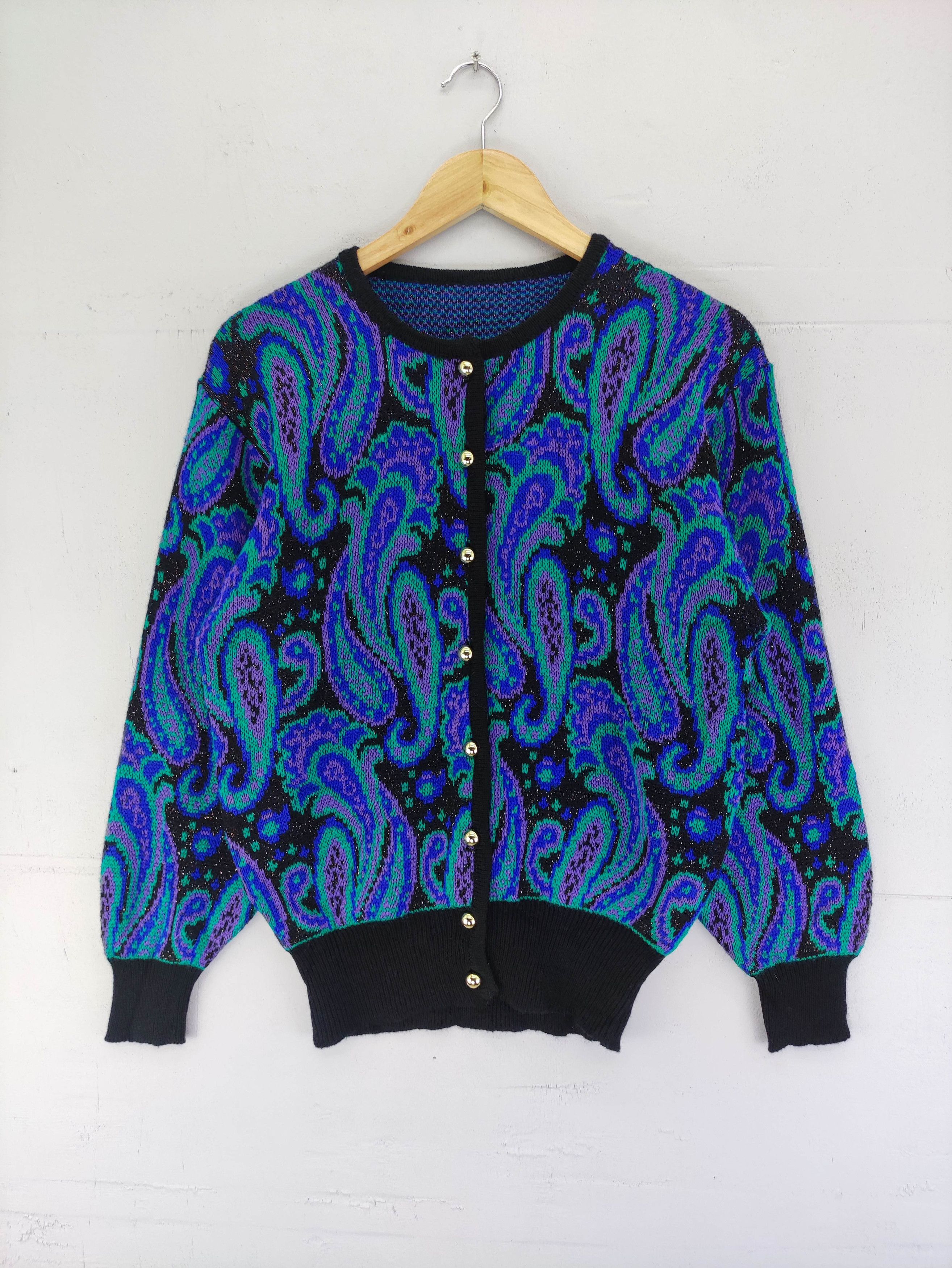 Japanese Brand Vintage Cardigan Wool Sweater Paisley Pattern Size S / US 4 / IT 40 - 1 Thumbnail