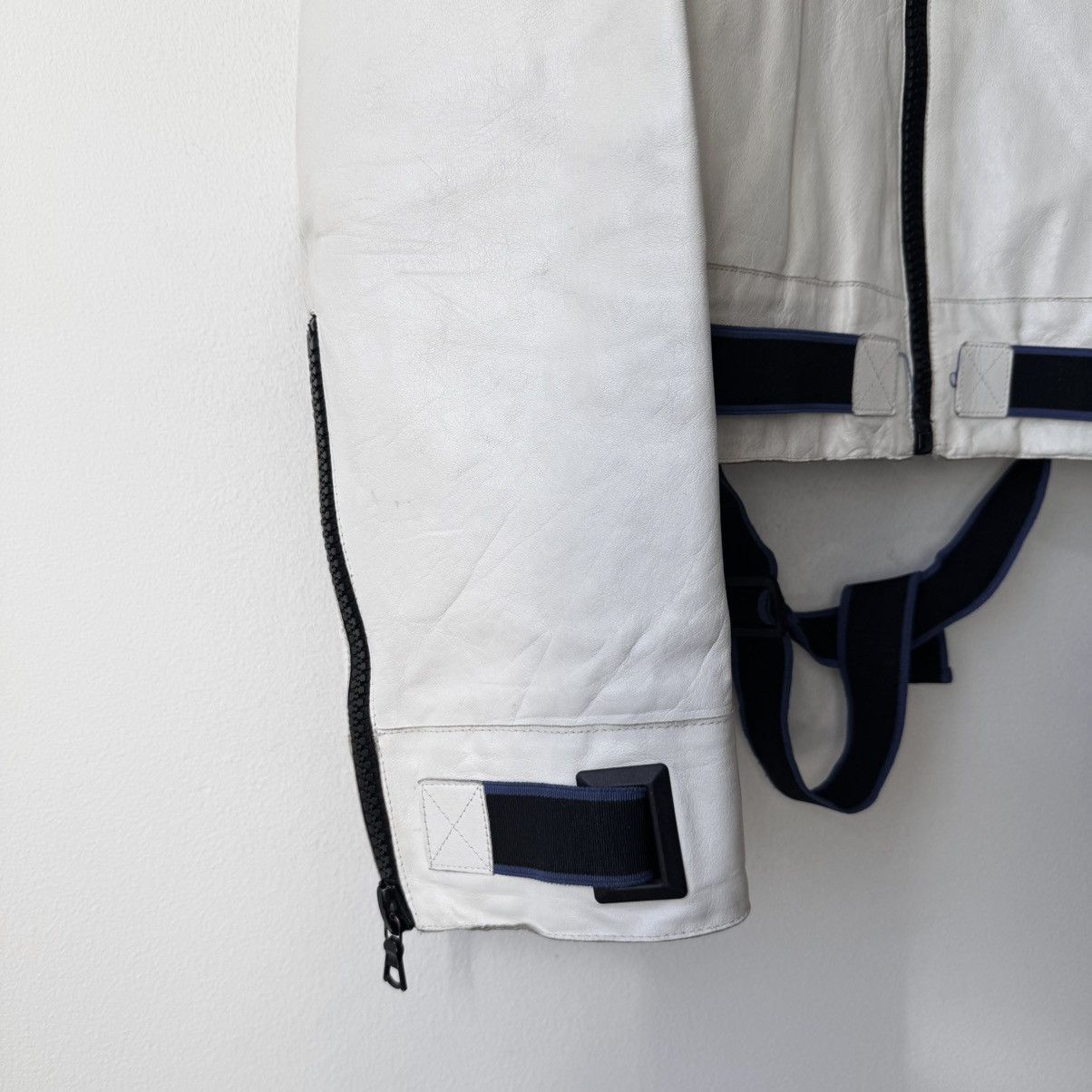 Miu Miu Miu Miu SS2000 White Belted Leather Blouson Jacket Size US L / EU 52-54 / 3 - 4 Thumbnail