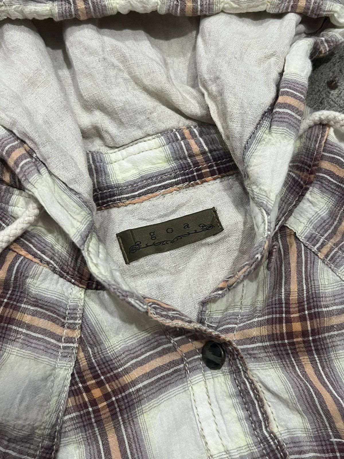 Japanese Brand 2000’s GOA Unfinished Western Hooded Plaid Shirt Size US S / EU 44-46 / 1 - 6 Thumbnail