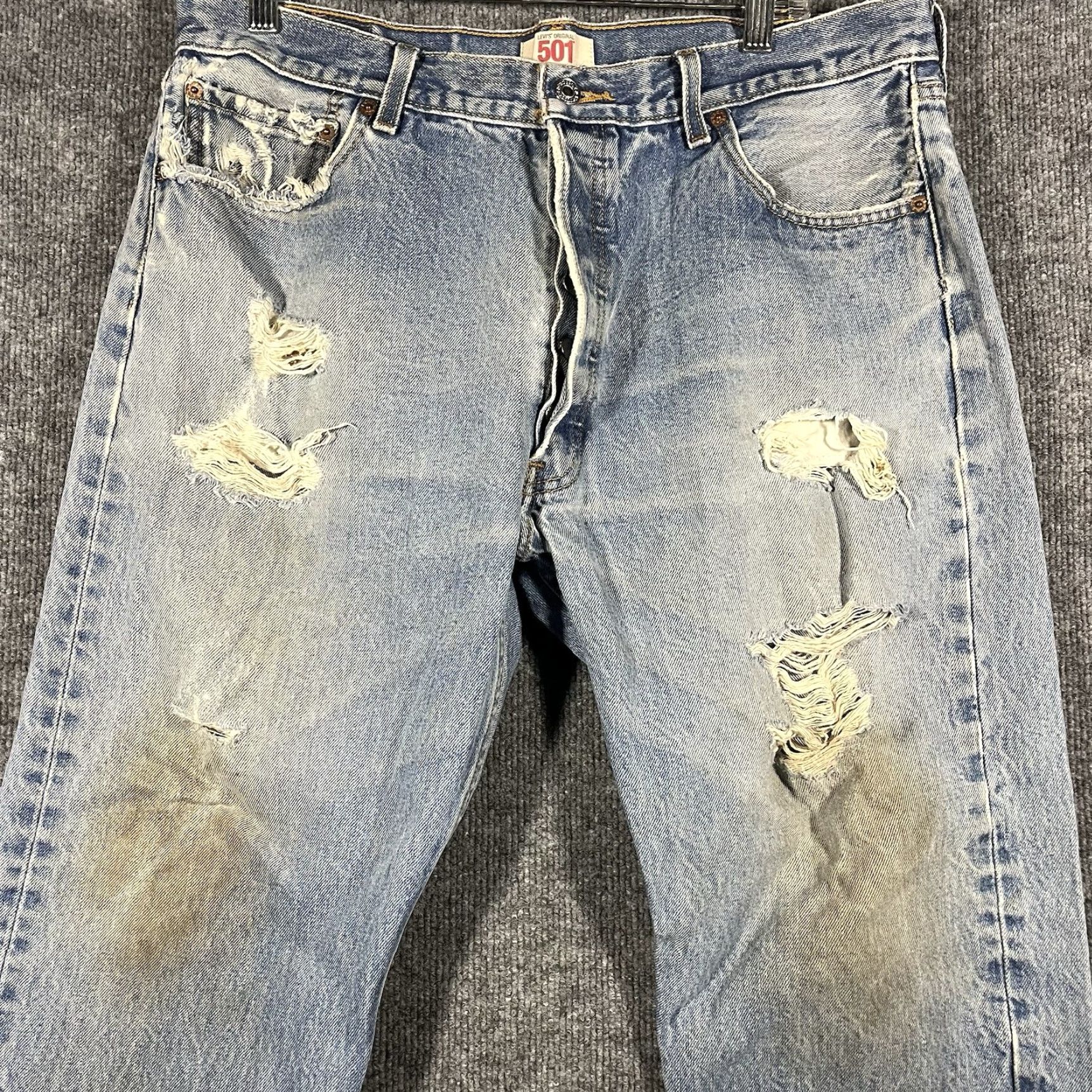 Levi's VINTAGE Levi's 501 Original Fit Jeans Mens 36x30 Blue Denim 5-Pocket 100% Cotton Distressed Rinse Button Closure Vintage Size US 36 / EU 52 - 2 Thumbnail