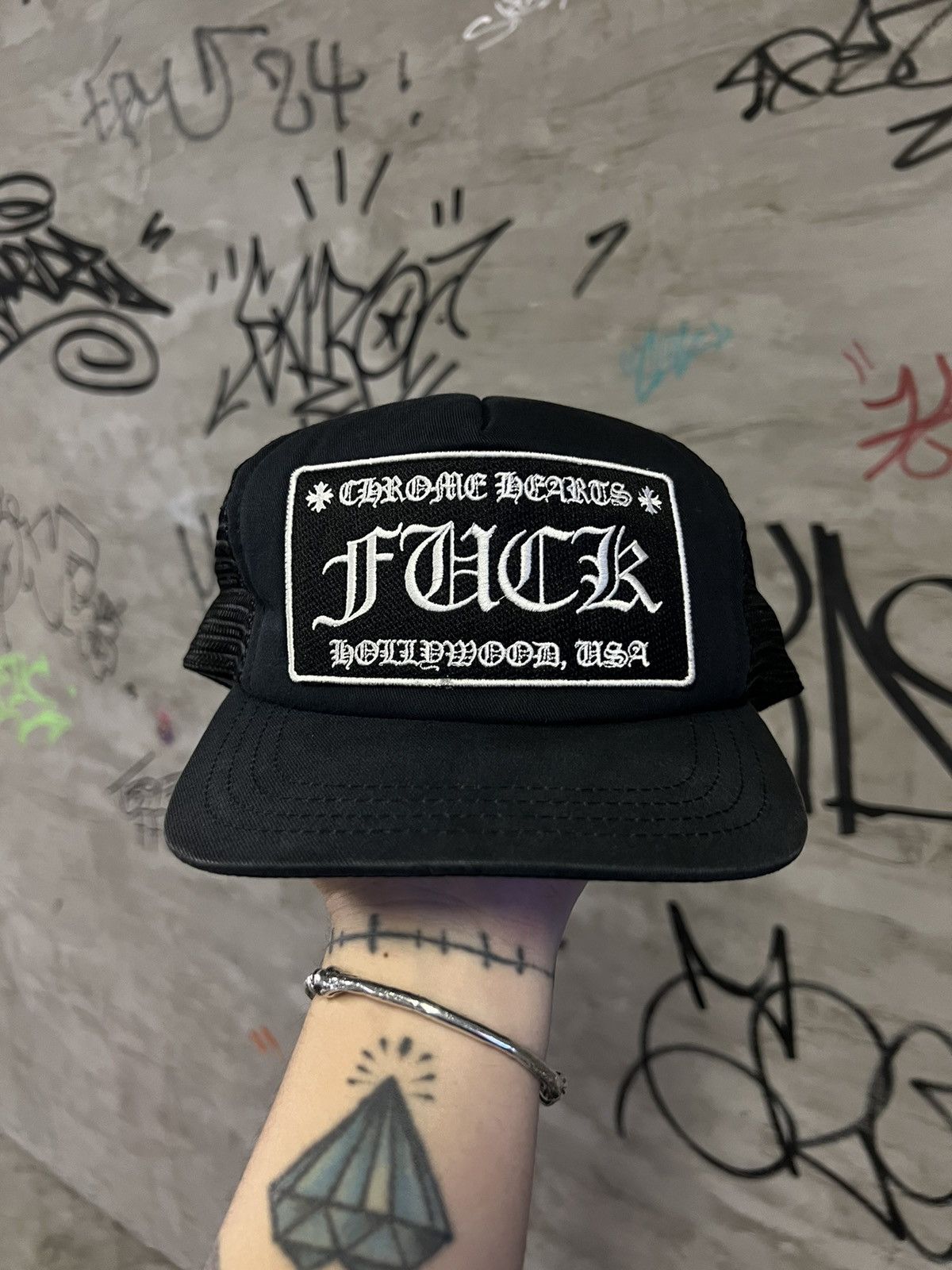 Chrome Hearts Chrome Hearts FUCK Hollywood Trucker Hat Size ONE SIZE - 2 Thumbnail