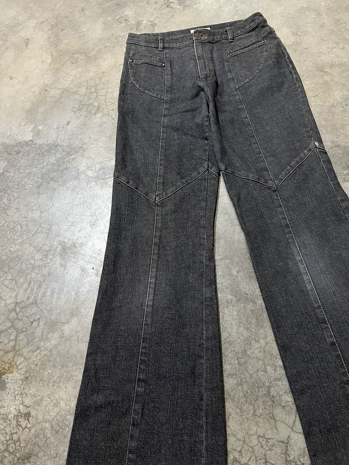 If Six Was Nine Rare black faded Flare Jeans Chris montez distressed leg Size US 27 - 2 Thumbnail