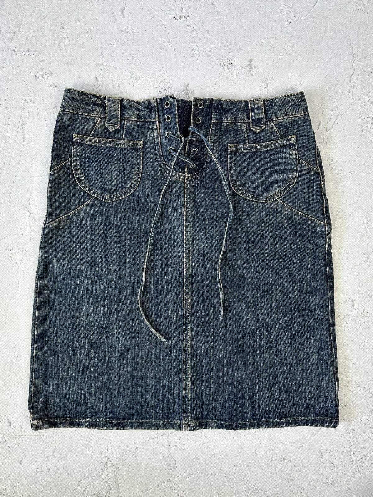 Japanese Brand × Vintage Vintage Washed Denim Skirt Size 34" / US 12 / IT 48 - 1 Thumbnail