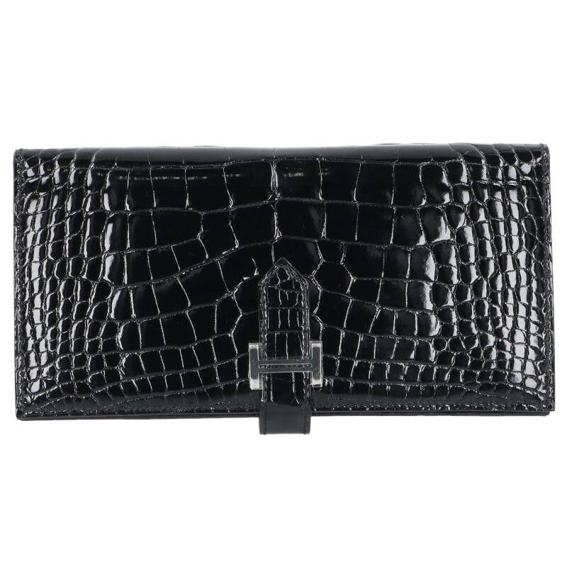 Hermes K Stamp Alligator Bearn Soufflet Wallet Size One Size, Men's