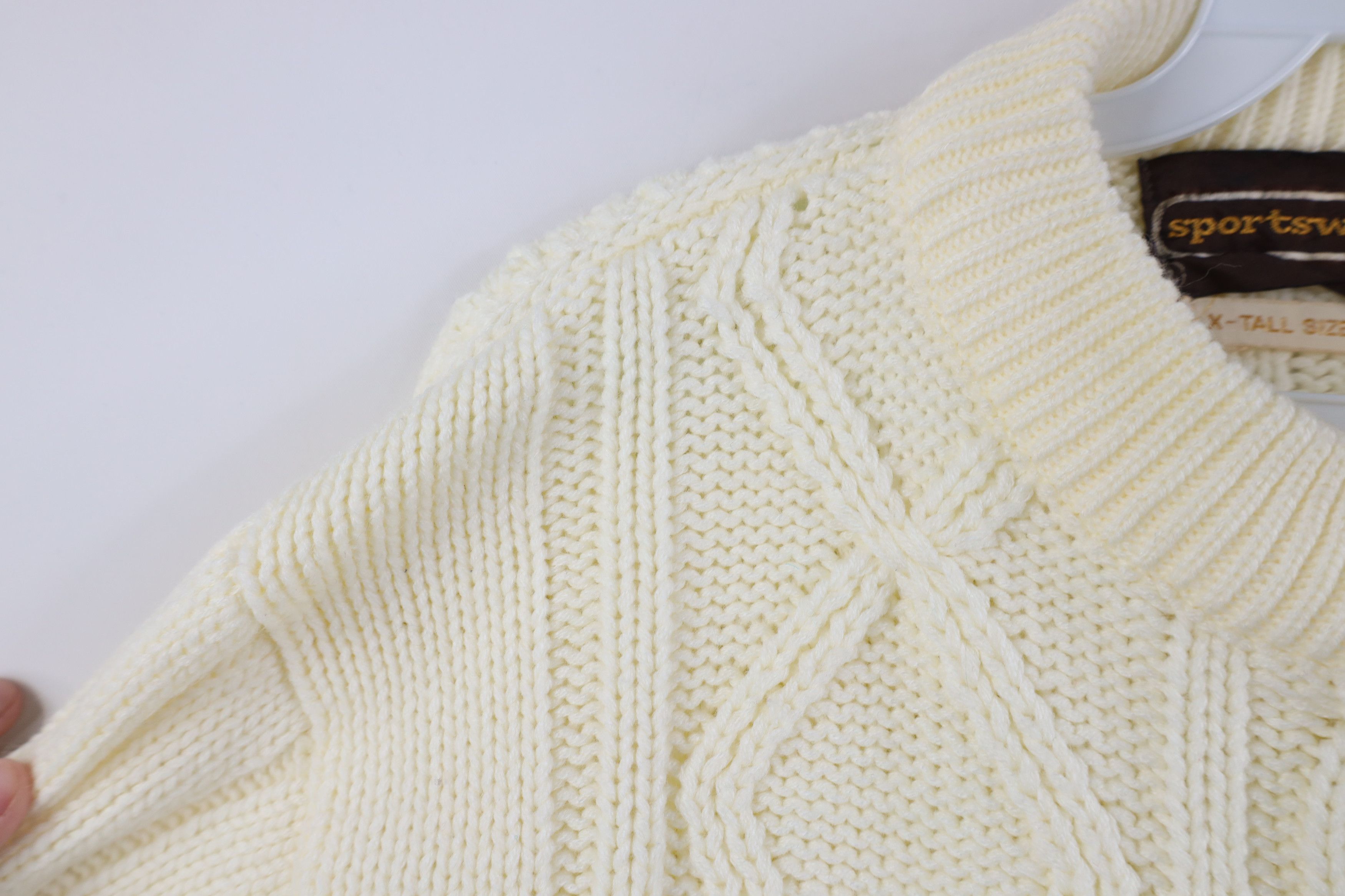 Vintage Vintage 70s Streetwear Cable Knit Fisherman Sweater Cream Size US XL / EU 56 / 4 - 5 Thumbnail