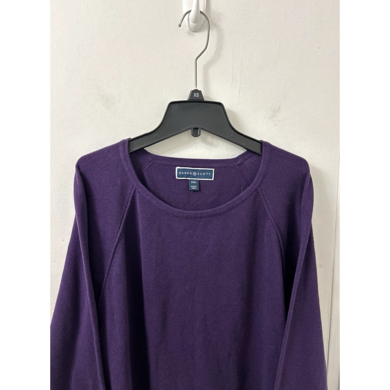 Vintage VINTAGE Karen Scott Sweater Womens 2XL Purple Dynasty Crew Neck Knit Cotton NWT Raglan Long Sleeve Pullover Curve Hem Casual Shirt Size XXL / US 16-18 / IT 52-54 - 2 Thumbnail
