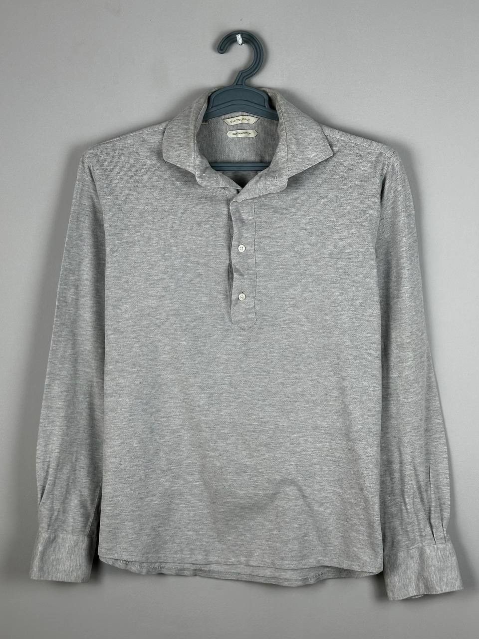 Suitsupply Suitsupply Grey Luxury Long Sleeve Polo T Shirt Size US M / EU 48-50 / 2 - 2 Thumbnail