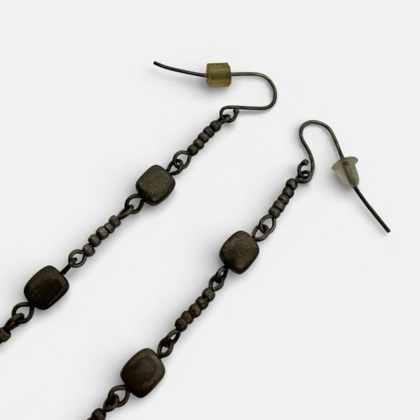 Vintage Vintage Silver Chain Beaded Dangle Earrings Size ONE SIZE - 2 Thumbnail