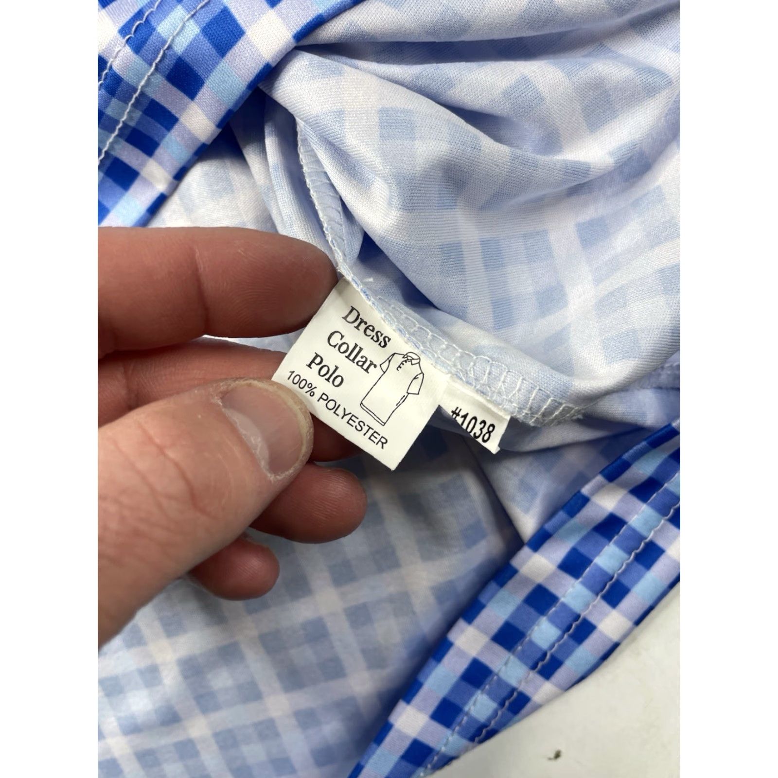 CO Collars & Co Polo Shirt Mens XL Blue Check Performance Collared Business Size US XL / EU 56 / 4 - 7 Thumbnail