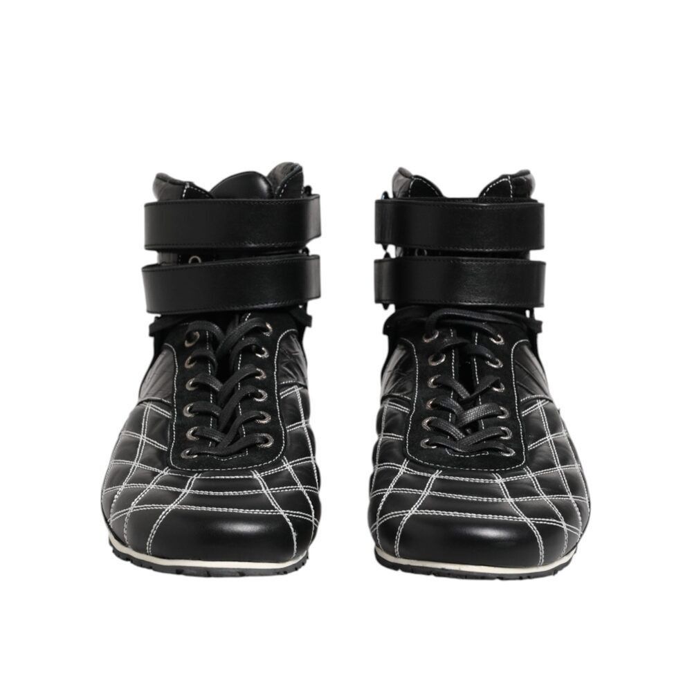Dolce & Gabbana Dolce & Gabbana Black Quilted Leather Lace Up Sneakers Shoes Size US 11 / EU 44 - 2 Thumbnail