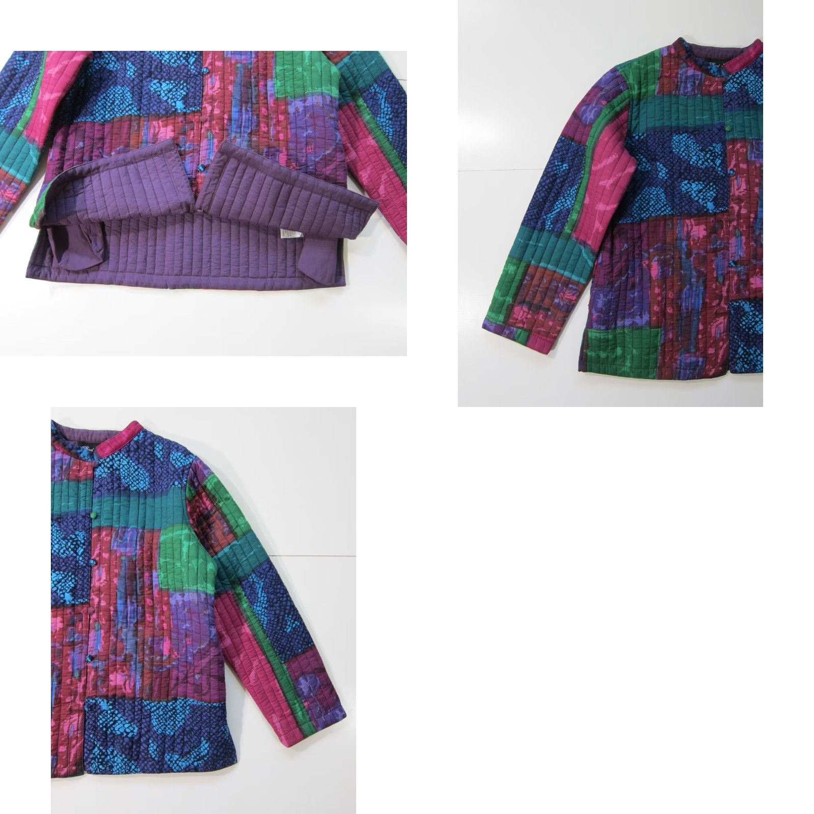Vintage Phool India 100% Cotton Floral Purple Green Quilted Tie Dye Blazer Jacket Medium Size M / US 6-8 / IT 42-44 - 8 Thumbnail