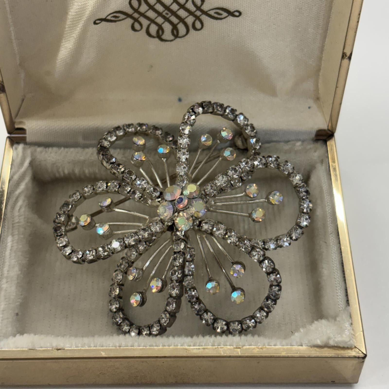 Other Vtg 60s Aurora Borealis rhinestone flower brooch Size ONE SIZE - 1 Thumbnail