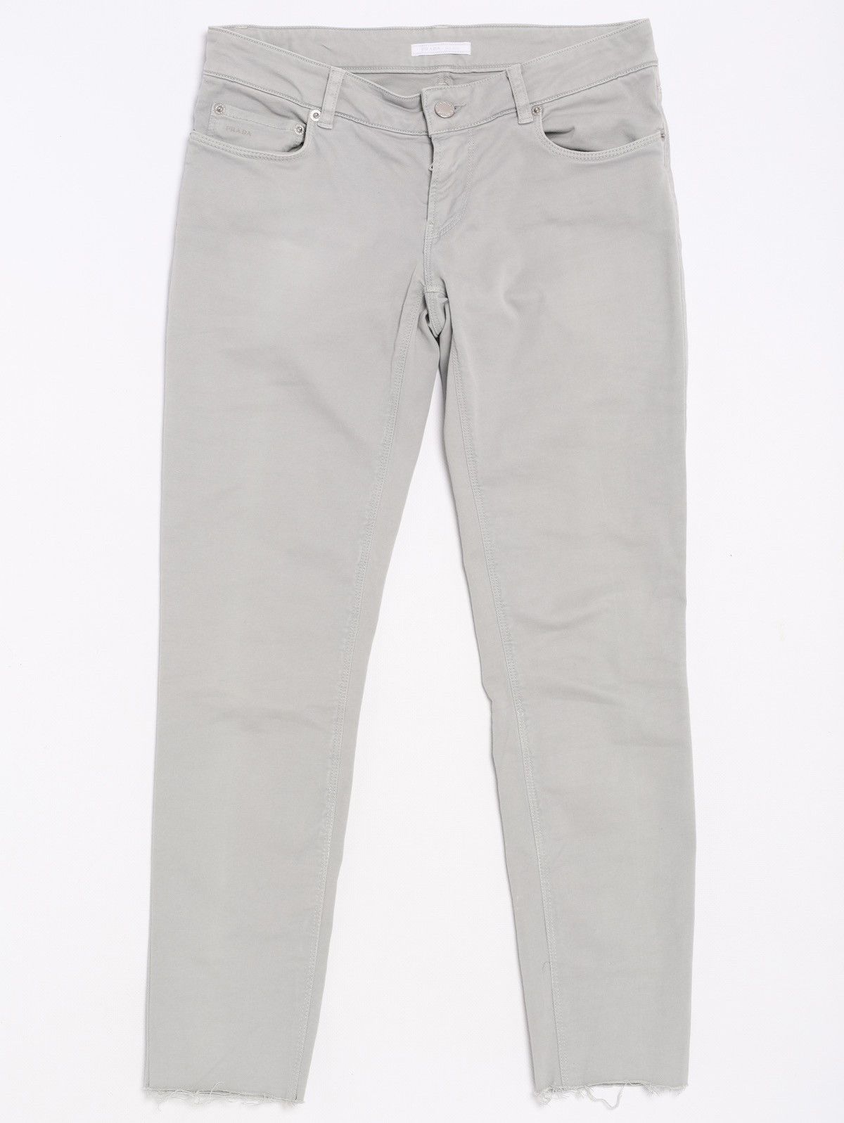 Prada Prada Gray Cotton Pants Logo Raw Edge Size 27" / US 4 / IT 40 - 3 Thumbnail