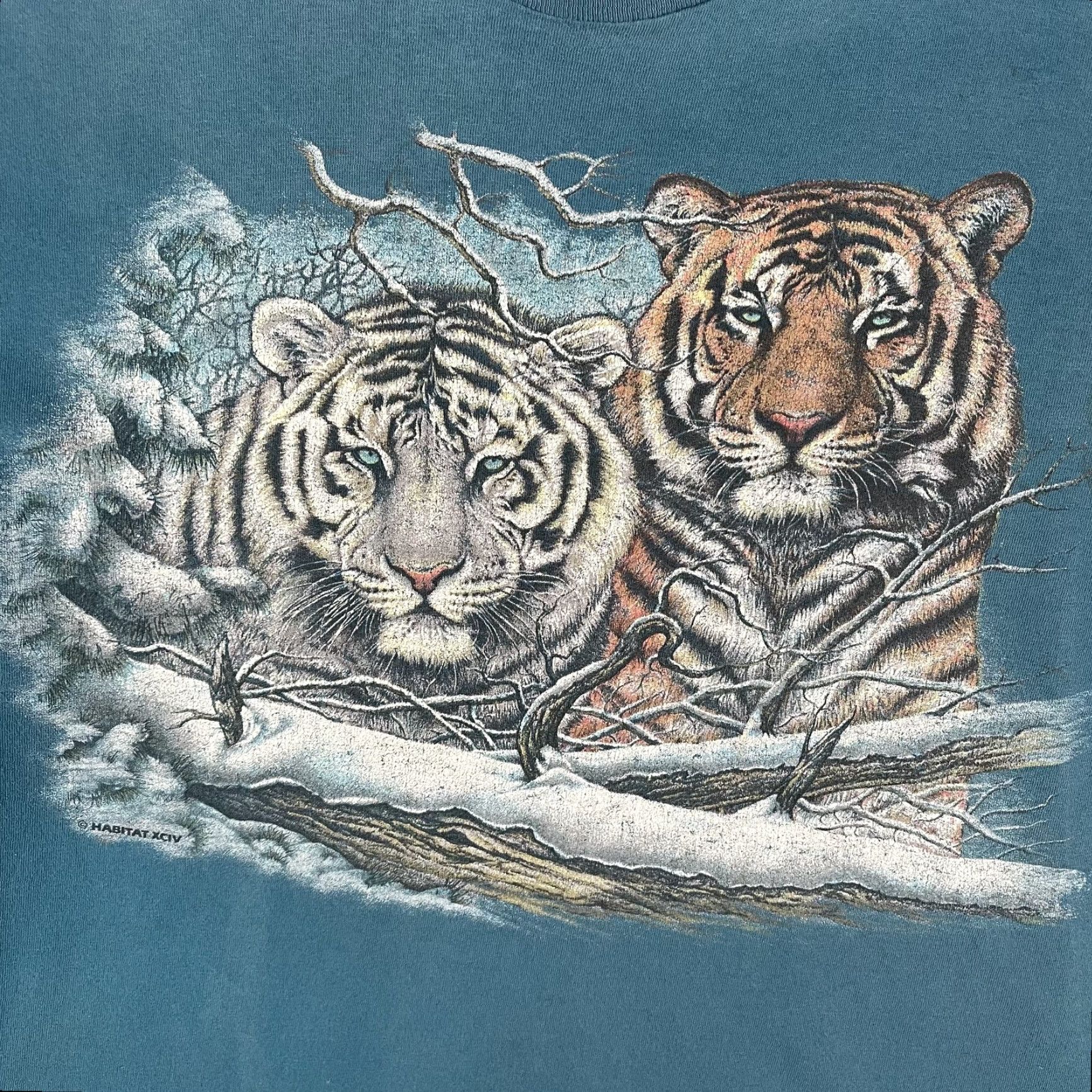 Habitat VINTAGE Habitat Shirt Mens XL Blue Tiger Snow Wildlife Graphic Tee 1994 Size US XL / EU 56 / 4 - 4 Thumbnail