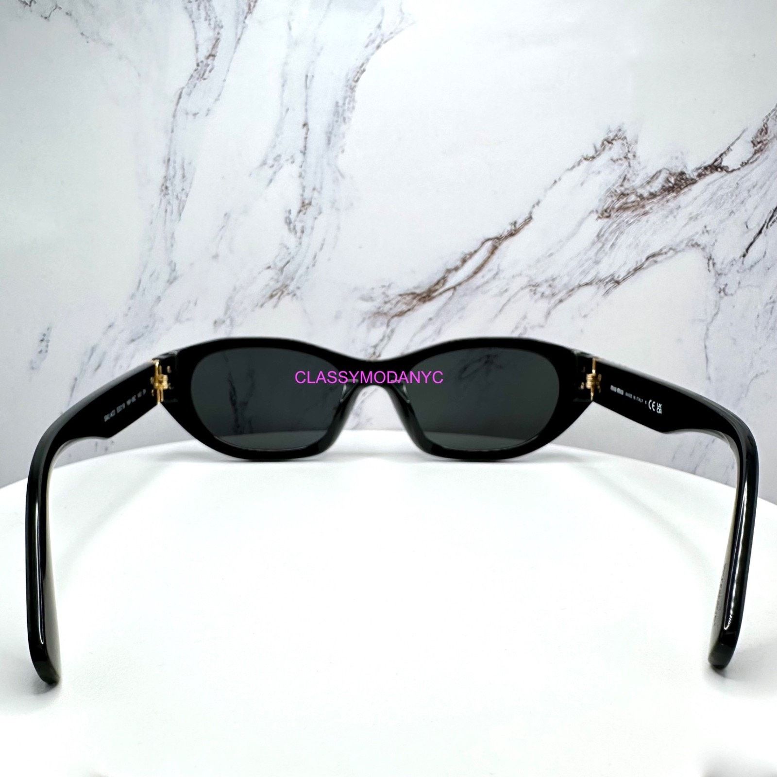 Miu Miu MIU MIU Sunglasses Black Gold Rectangle Cat Eye Authentic Size ONE SIZE - 15 Thumbnail