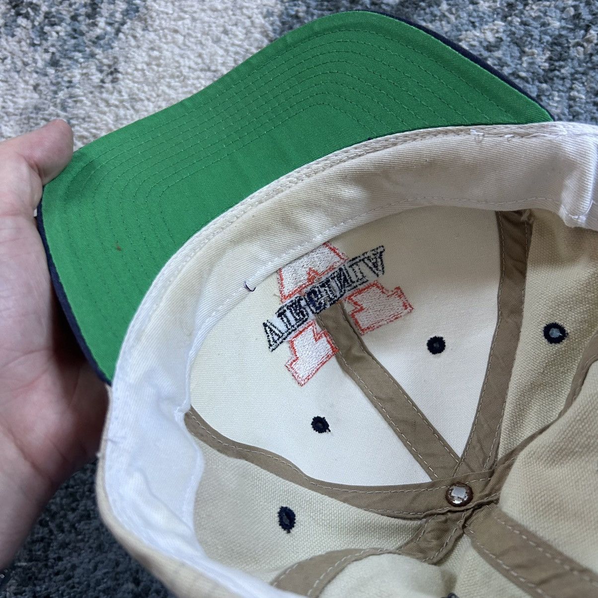 Vintage 80s UVA ViRGiNiA CAVALiERS WOVEN CANVAS DAD CAP CREAM NAVY Size ONE SIZE - 11 Thumbnail