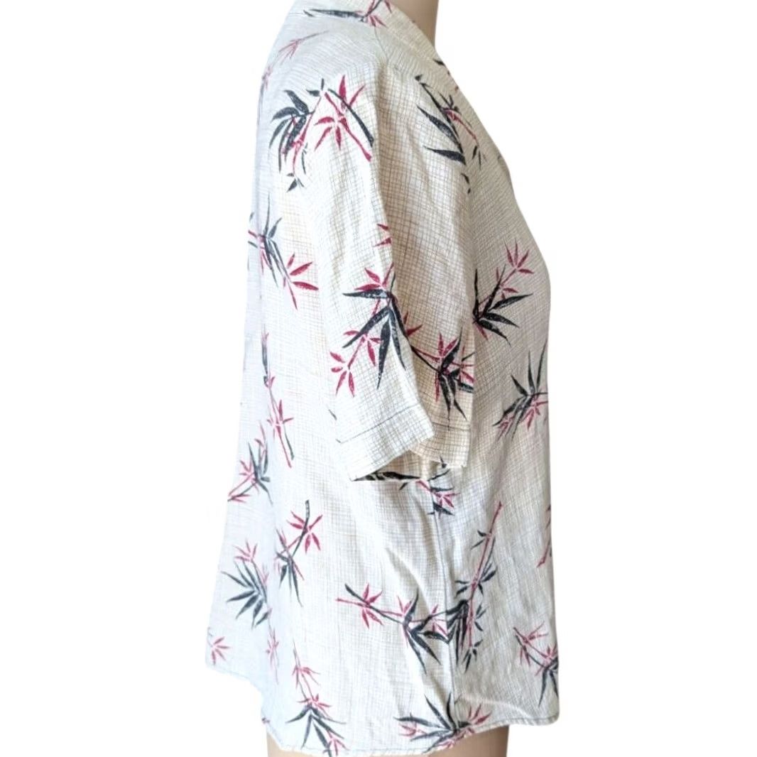 Vintage VINTAGE Gloria Lance Blouse Womens Sz L Cream Bamboo Print Button Front Mandarin Collar Layered Size L / US 10 / IT 46 - 3 Thumbnail