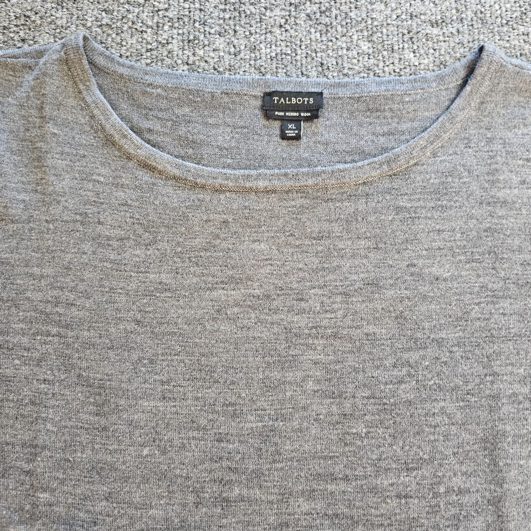 Talbots Talbots Sweater Top Womens XL Gray Merino Wool 3/4 Sleeve Round Neck Casual Basic Pullover Classic Knit Stretch Men/Women: Womens Size XL / US 12-14 / IT 48-50 - 2 Thumbnail