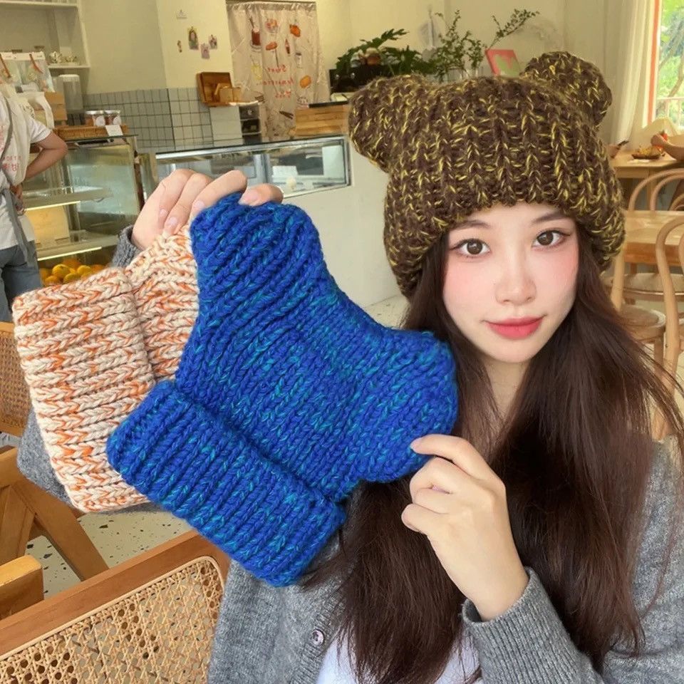 Japanese Brand × Vintage Beanie Spicy Girl Hat cute Bear Ear Size ONE SIZE - 2 Thumbnail