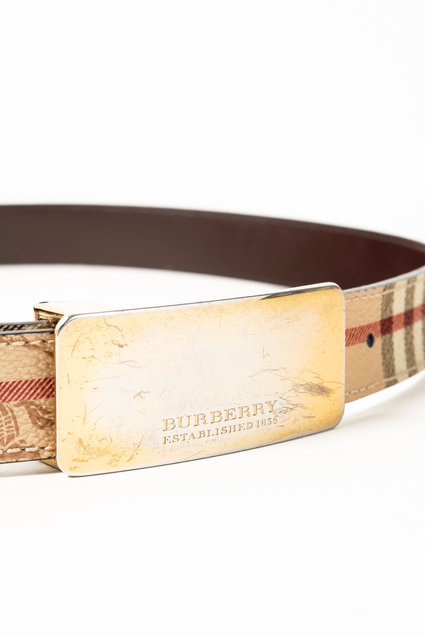 Burberry Burberry Classic Nova Check Gold Plaque Buckle Belt Size ONE SIZE - 7 Thumbnail