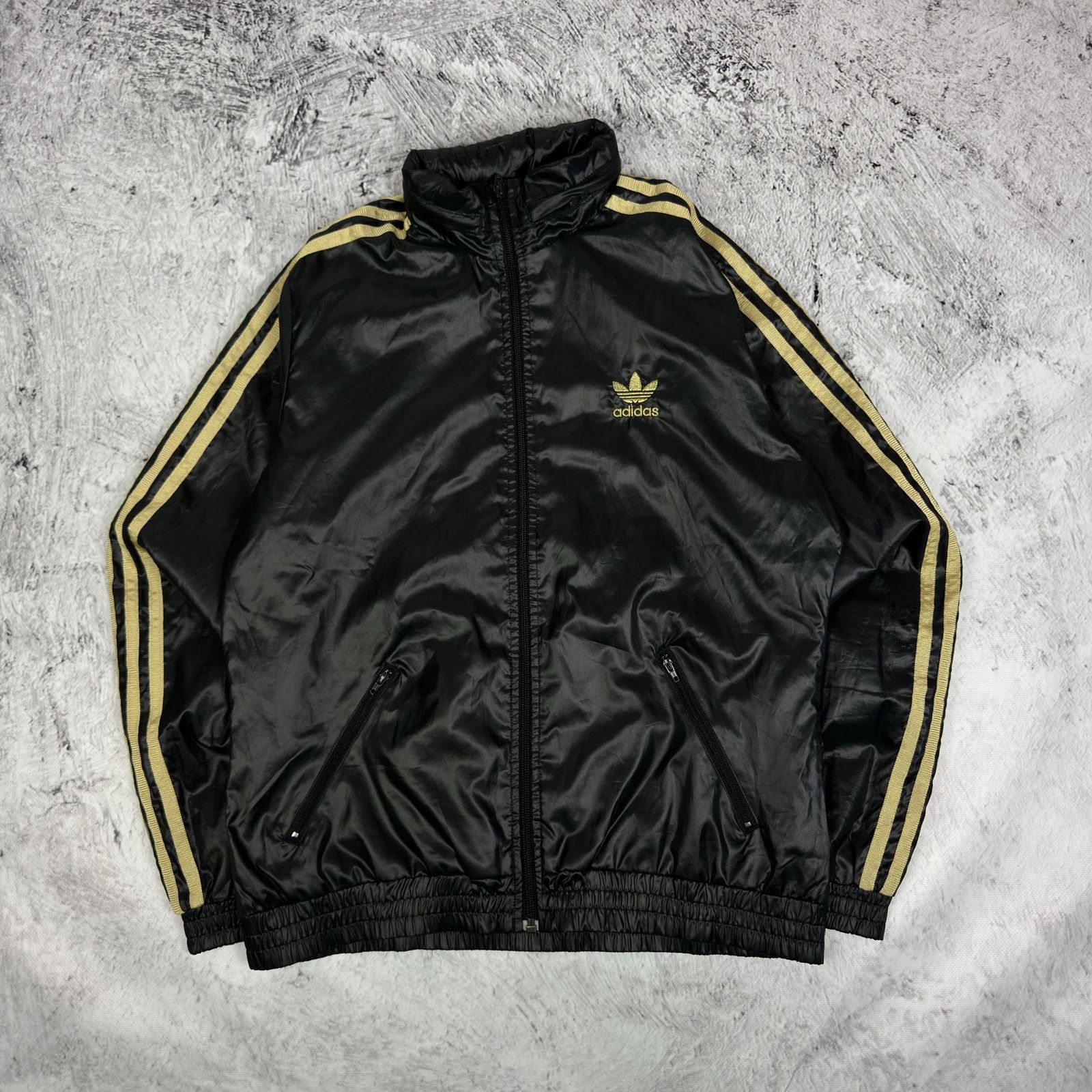 Adidas Adidas Womens Black Gold 3-Stripe Trefoil Full Zip Jacket 40 Size S / US 4 / IT 40 - 1 Thumbnail