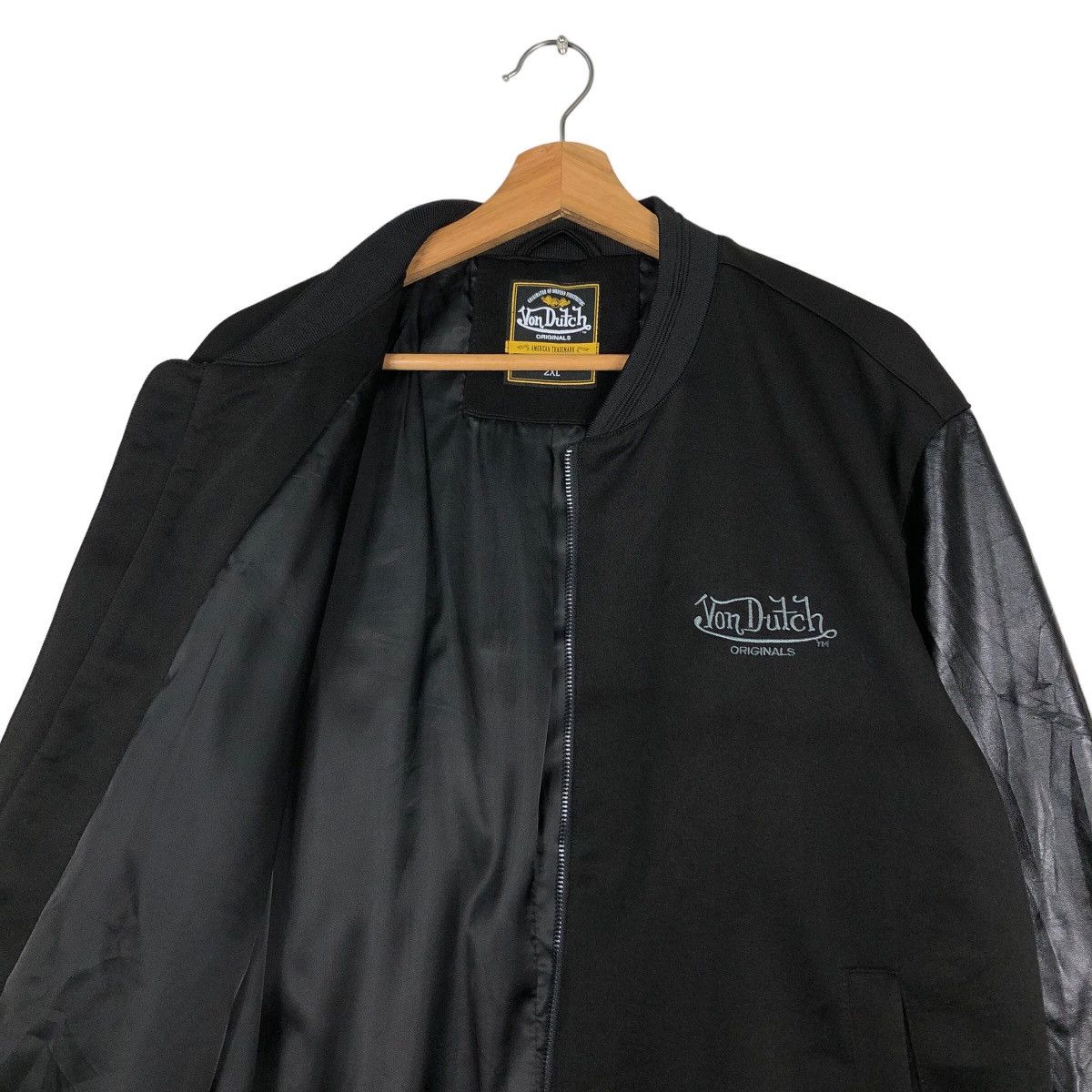 Japanese Brand 🔥Vintage Biker Jacket Von Dutch Leather Handling Big Logo Size US XXL / EU 58 / 5 - 12 Thumbnail