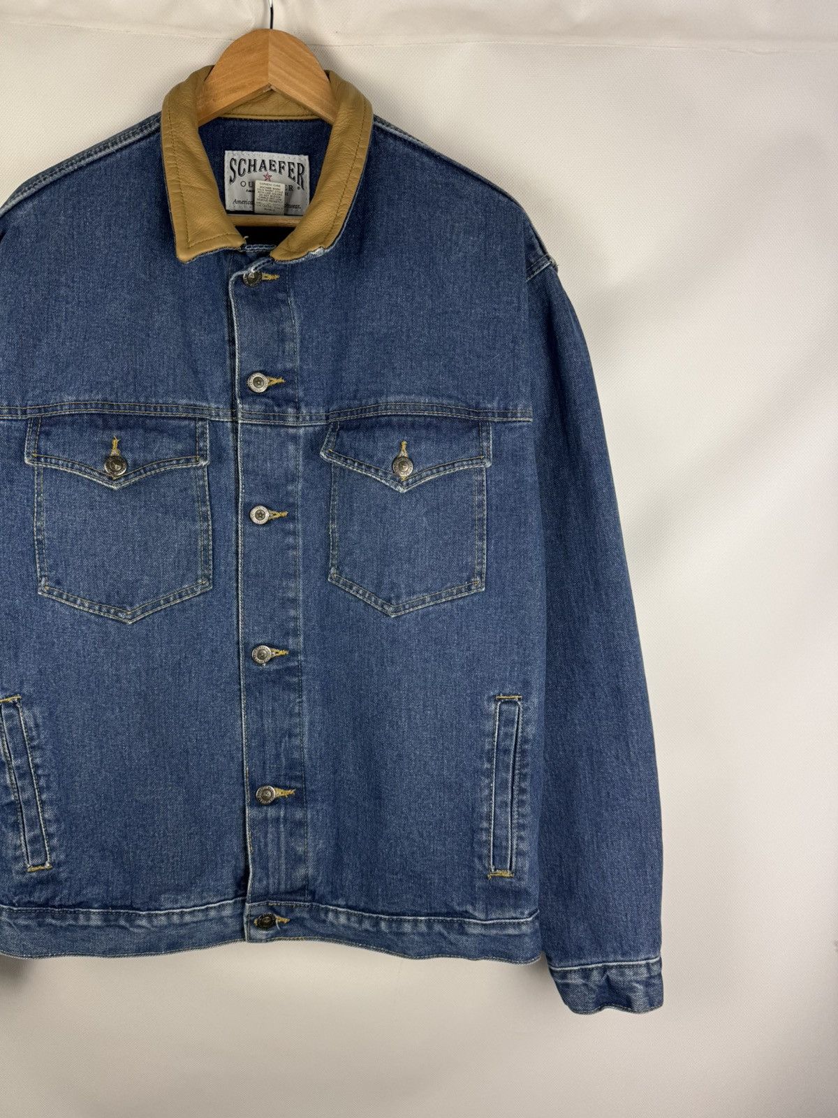 Other Schaefer Outfitter Denim Leather Collar Trucker Jacket Size US XL / EU 56 / 4 - 3 Thumbnail