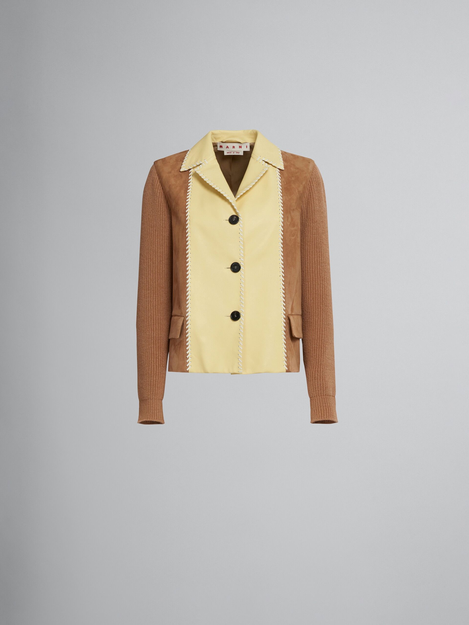Marni o1srvl11e0624 Leather Jacket in Brown/Yellow Size M / US 6-8 / IT 42-44 - 1 Thumbnail