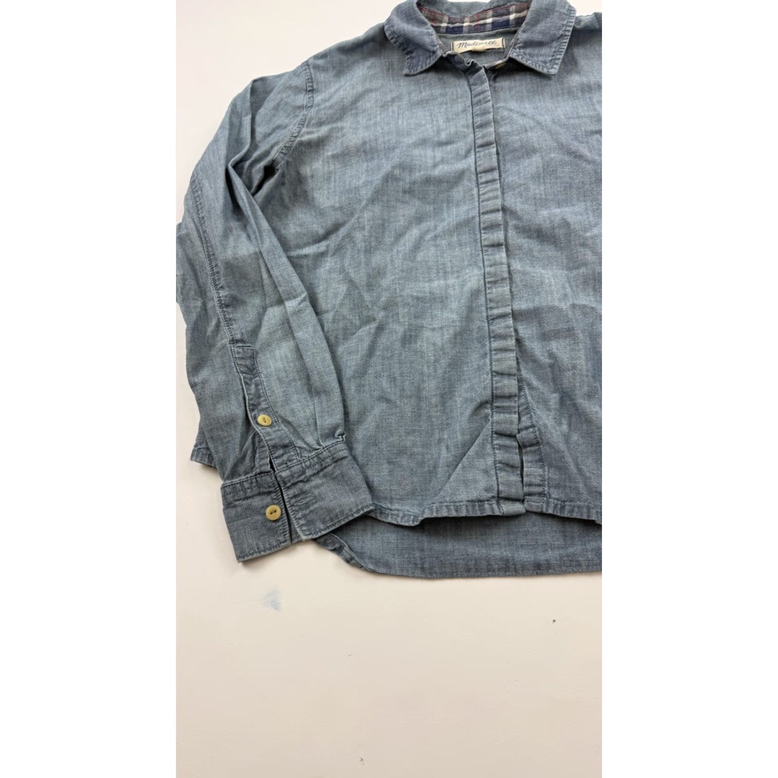 Madewell Madewell Shirt Womens Small Blue Chambray Button-Down Long Sleeve Cotton Casual - 100% Cotton, Collared, Solid, Button-Up, Womens, S Size S / US 4 / IT 40 - 3 Thumbnail
