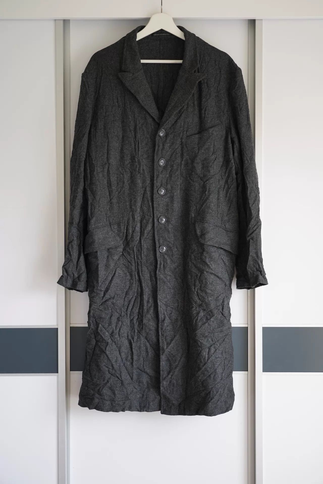 Yohji Yamamoto Gray Textured Long Coat - Size M Size US M / EU 48-50 / 2 - 1 Thumbnail
