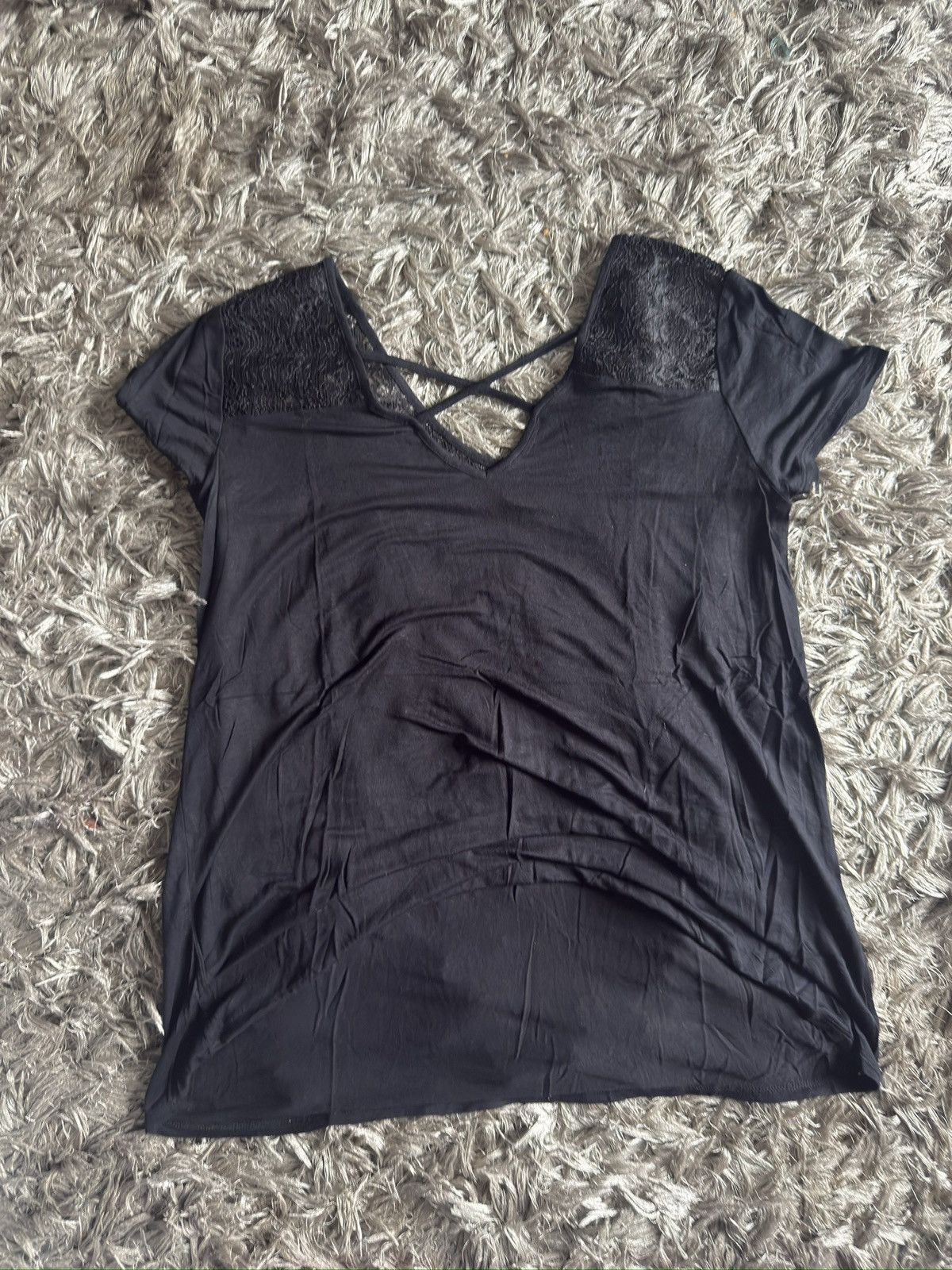 Other Black Hippie Rose Shirt V-Neck with laces Size M / US 6-8 / IT 42-44 - 1 Thumbnail