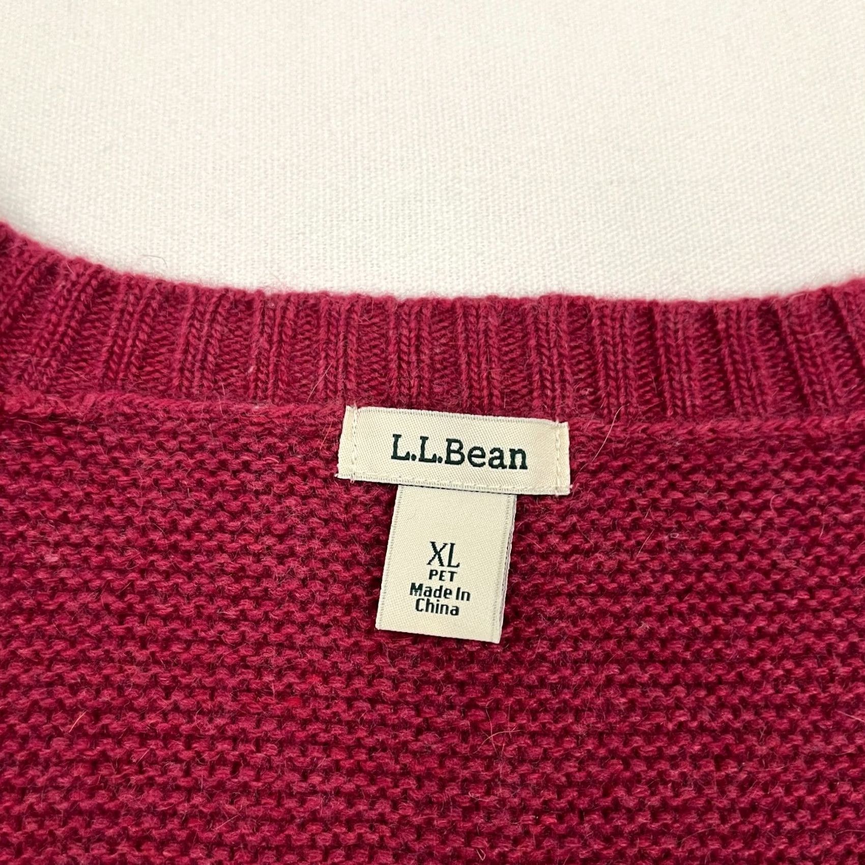 Vintage LL Bean Cardigan Sweater Womens XL Petite Angora Cashmere Wool Open Knit Red V-Neck Long Sleeve Knit Solid Vintage? No Size XL / US 12-14 / IT 48-50 - 2 Thumbnail