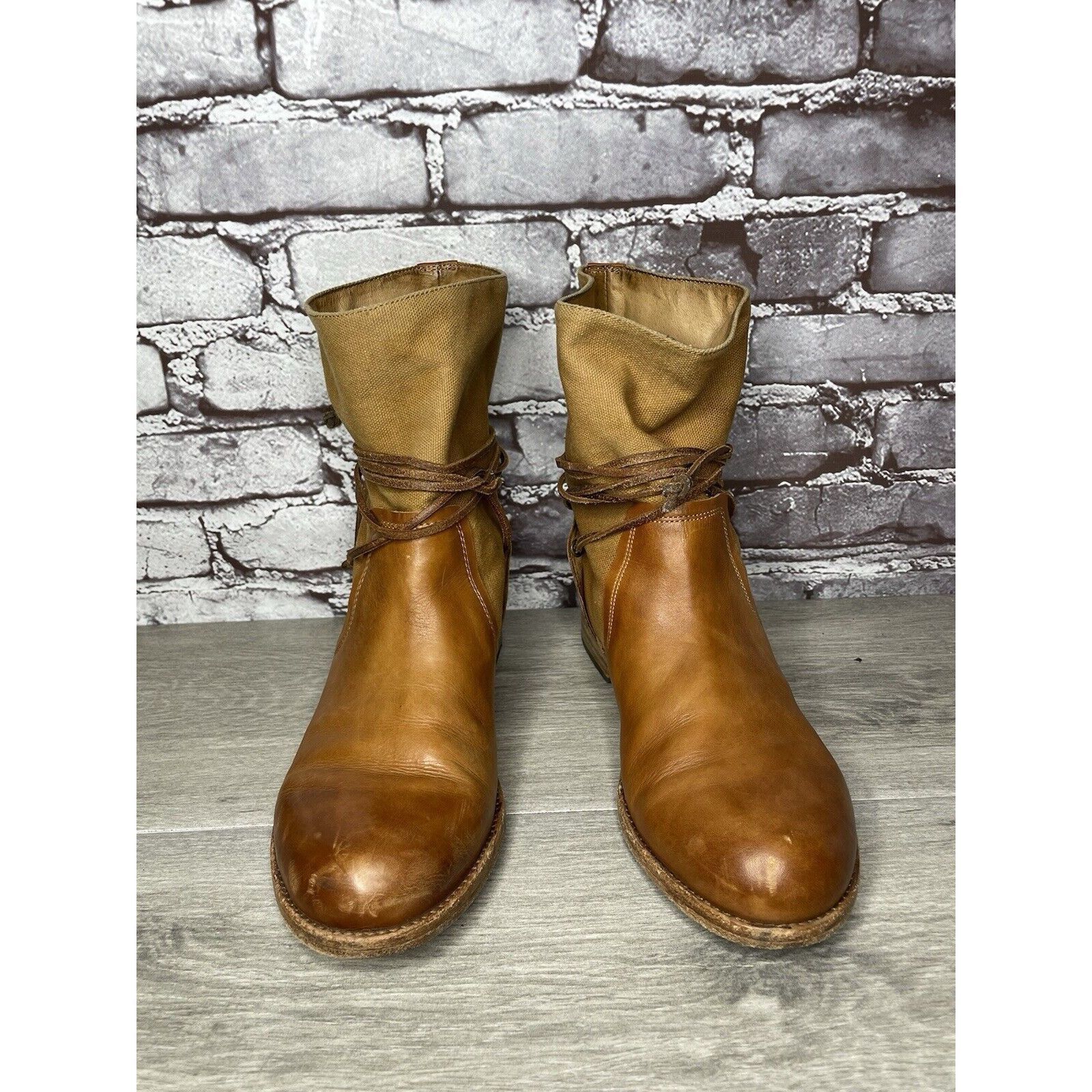 Other Patricia Nash Sabbia Brown Leather Moto Saddle Lace Boots Wo Size US 9.5 / IT 39.5 - 2 Thumbnail
