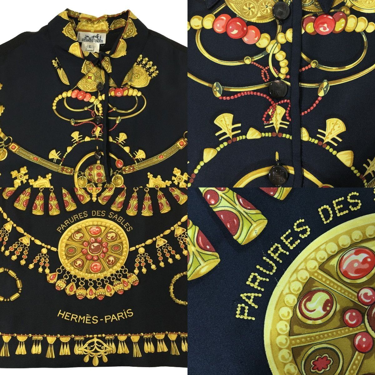 Hermes HERMES Silk Knit Shirt Black Serie Button women FR40 UK12 Size L / US 10 / IT 46 - 8 Thumbnail