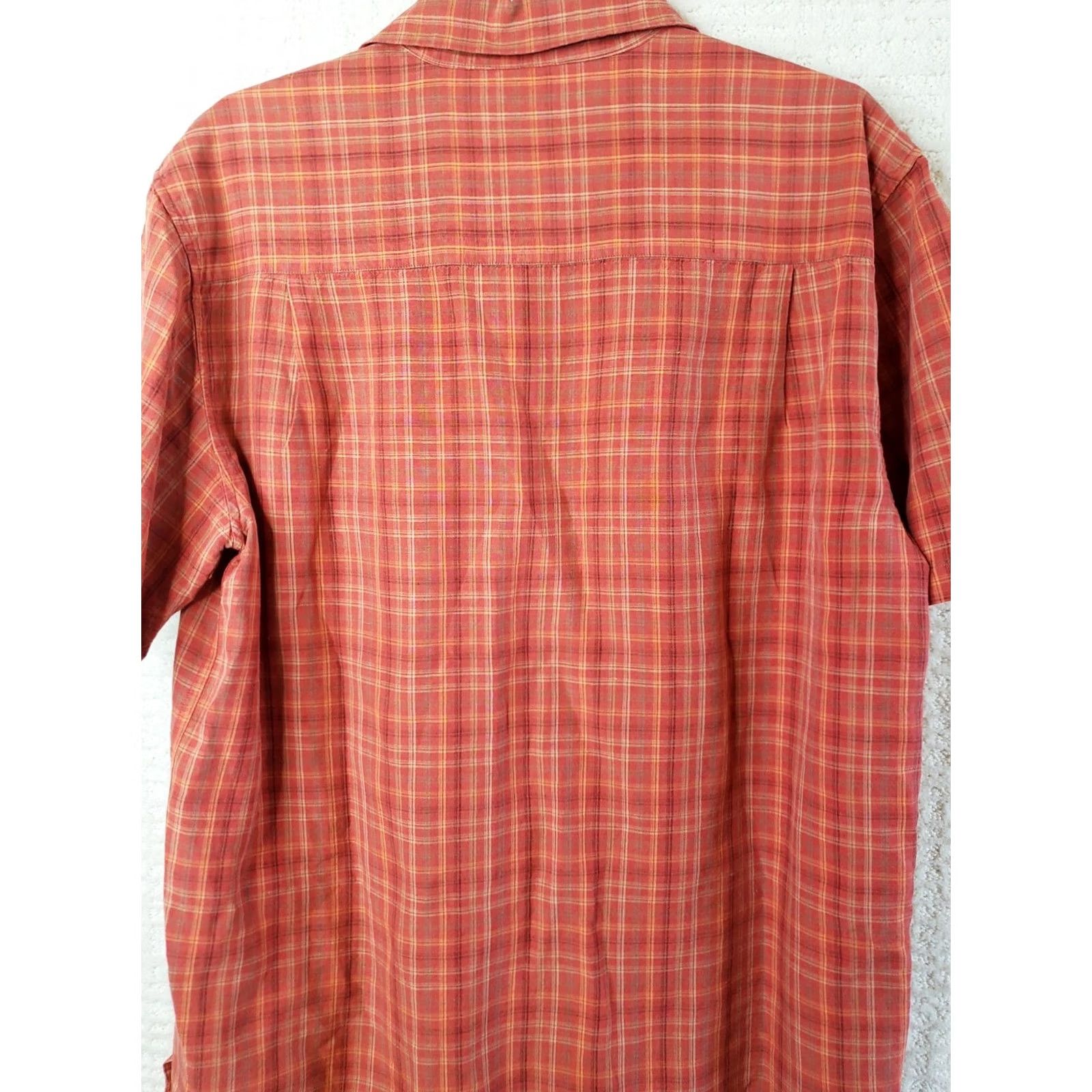 Orvis Orvis Signature Collection Shirt M Orange Plaid Silk Linen Button-Down Short Sleeve Mens Size US M / EU 48-50 / 2 - 7 Thumbnail