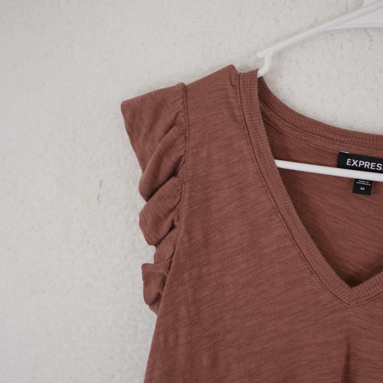 Express Express Medium Brown V-Neck Flutter Sleeveless Top / Shirt Size M / US 6-8 / IT 42-44 - 2 Thumbnail