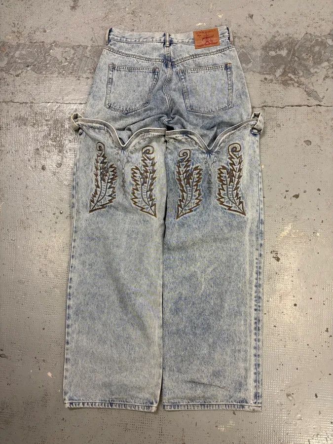 Y/Project Y/Project Light Blue Denim Embroidered Cowboy Jeans Size US 32 / EU 48 - 6 Thumbnail
