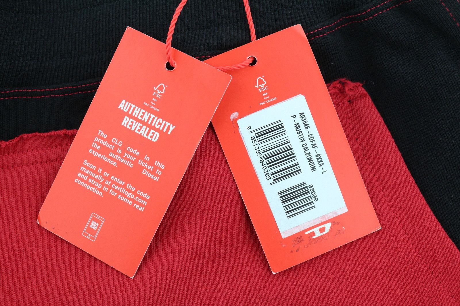 Diesel P-Mustin Men Shorts L Red Printed Sweat Elastic 41328 Size US 32 / EU 48 - 10 Thumbnail