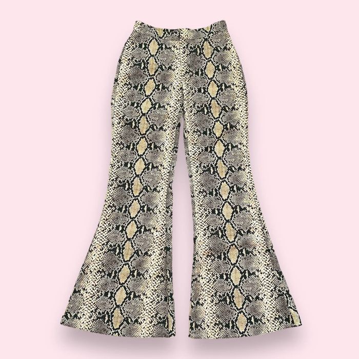 Zara + Flared Pants with Snakeskin Print